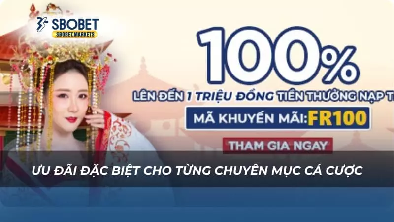Ưu đãi đặc biệt cho từng chuyên mục cá cược